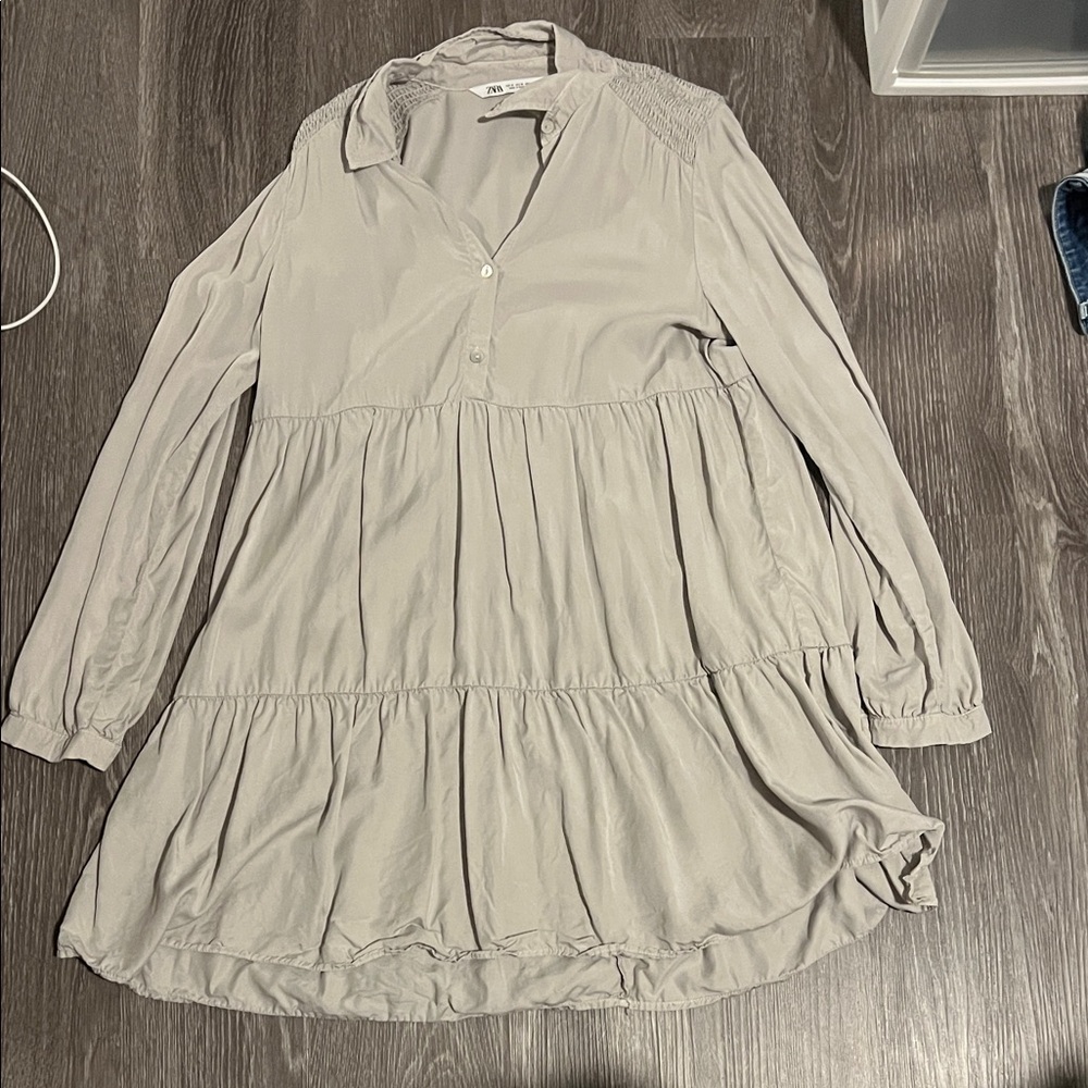 Zara Light Gray Long Sleeve Dress